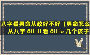八字看男命从政好不好（男命怎么从八字 🐝 看 🌻 几个孩子）